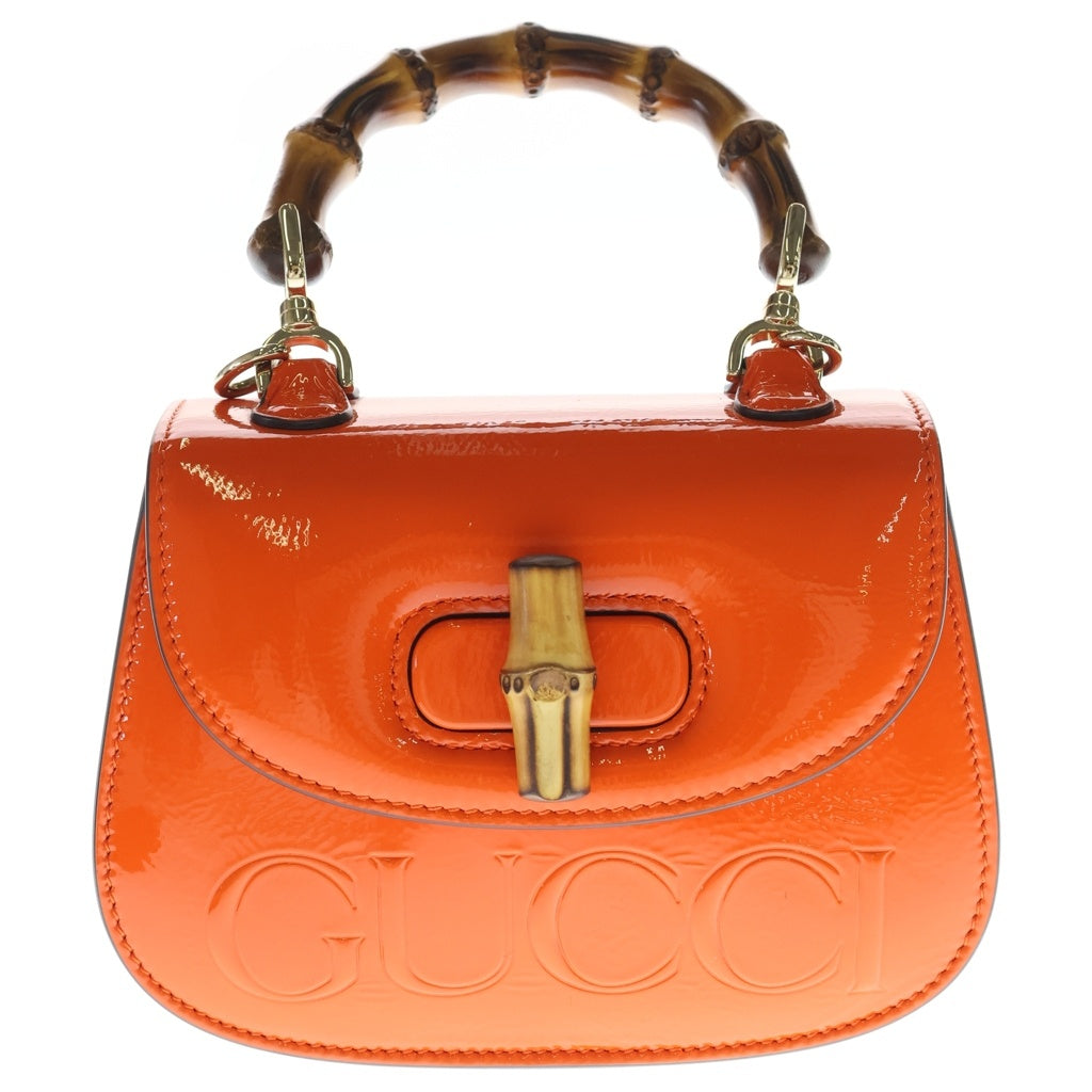GUCCI(グッチ) Bamboo 1947 Mini Top Handle Bag Patent Leather バンブー パテントレザー ハンドバッグ ショルダーバッグ オレンジ 786482 レディース