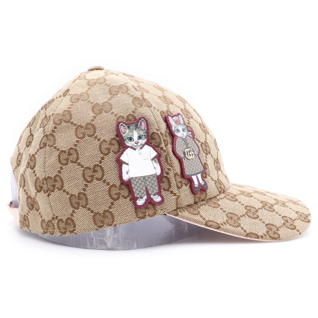 GUCCI(グッチ) 25SS ×Higuchi Yuko GG Canvas Cap ヒグチユウコ GGキャンバス ベースボールキャップ 帽子 ベージュ/ピンク 847862 3HBFT レディース