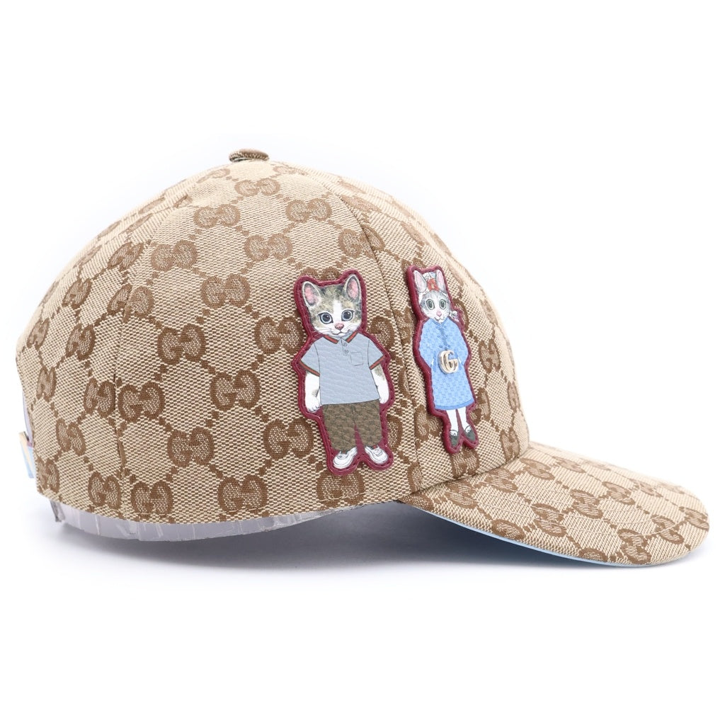 GUCCI(グッチ) 25SS ×Higuchi Yuko GG Canvas Cap ヒグチユウコ GGキャンバス ベースボールキャップ 帽子 ベージュ/ブルー 847862 3HBFT レディース
