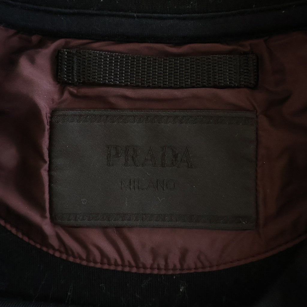 PRADA(プラダ) Sweatshirt ナイロン切替 トライアングルロゴ クルーネックスウェットトレーナー ブラック UJL096