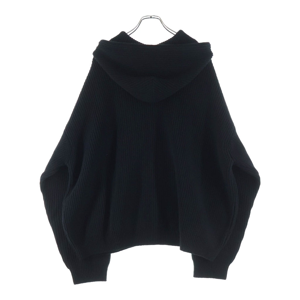 CELINE(セリーヌ) Triomphe Zip Up Knit Hoodie トリオンフ ジップアップ ニットパーカー フーディー ブラック RY0JF0ZTQ.38NO