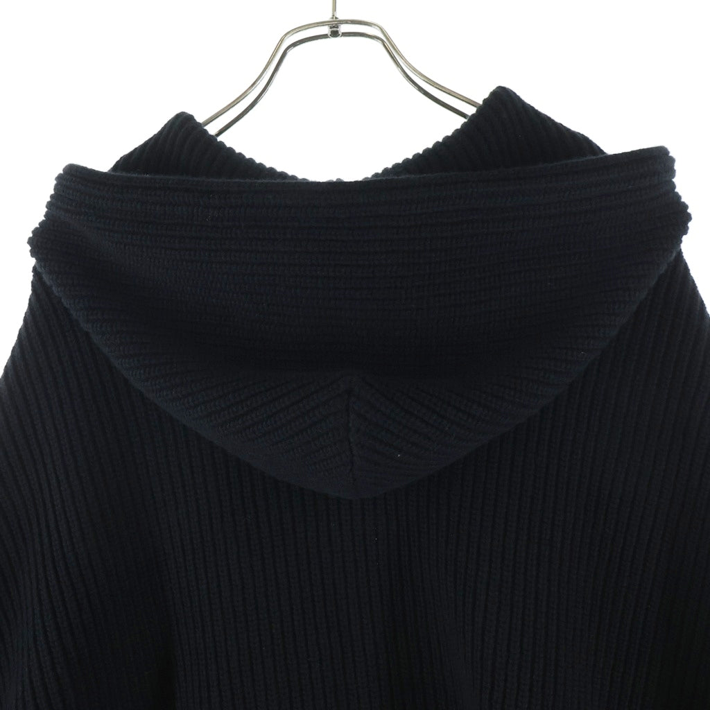 CELINE(セリーヌ) Triomphe Zip Up Knit Hoodie トリオンフ ジップアップ ニットパーカー フーディー ブラック RY0JF0ZTQ.38NO