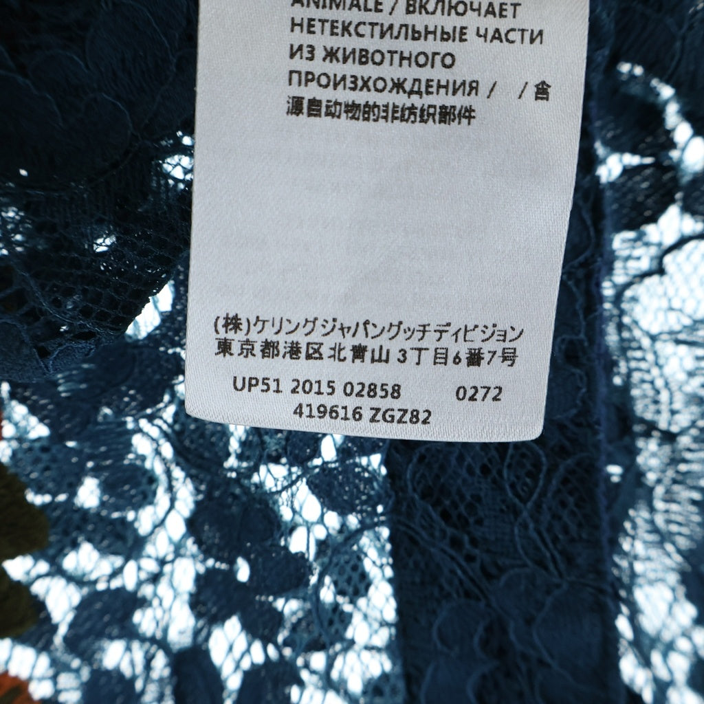 GUCCI(グッチ) 16SS Floral Shirt 花柄刺繍 レース長袖シャツ ネイビー 419616 ZGZ82 レディース