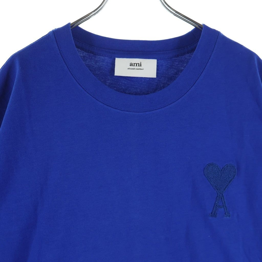 AMI Alexandre Mattiussi(アミアレクサンドルマテュッシ) T-Shirt ハートロゴ刺繍 半袖Tシャツ ブルー A21HJ128.726
