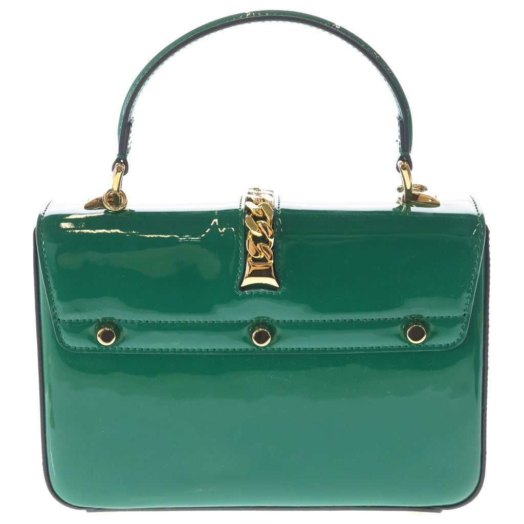 GUCCI(グッチ) Sylvie 1969 シルヴィ1969 パテントレザー ショルダーバッグ ハンドバッグ グリーン 589479 レディース