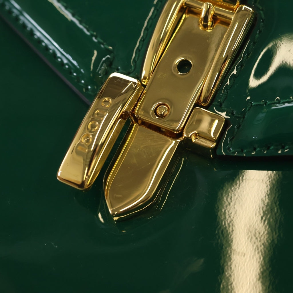 GUCCI(グッチ) Sylvie 1969 シルヴィ1969 パテントレザー ショルダーバッグ ハンドバッグ グリーン 589479 レディース