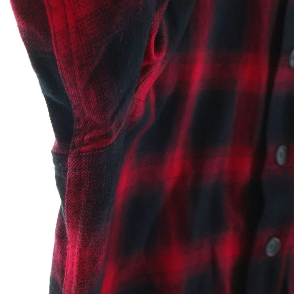 WIND AND SEA(ウィンダンシー) Check Shirt ロゴ刺繍 長袖チェックシャツ ネルシャツ レッド WDS-O-GRG-24-Q2-SH01