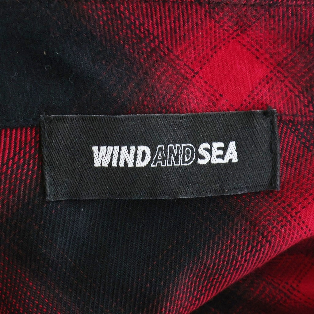 WIND AND SEA(ウィンダンシー) Check Shirt ロゴ刺繍 長袖チェックシャツ ネルシャツ レッド WDS-O-GRG-24-Q2-SH01