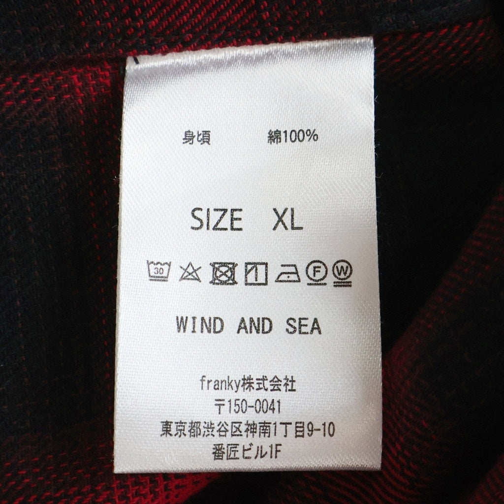 WIND AND SEA(ウィンダンシー) Check Shirt ロゴ刺繍 長袖チェックシャツ ネルシャツ レッド WDS-O-GRG-24-Q2-SH01
