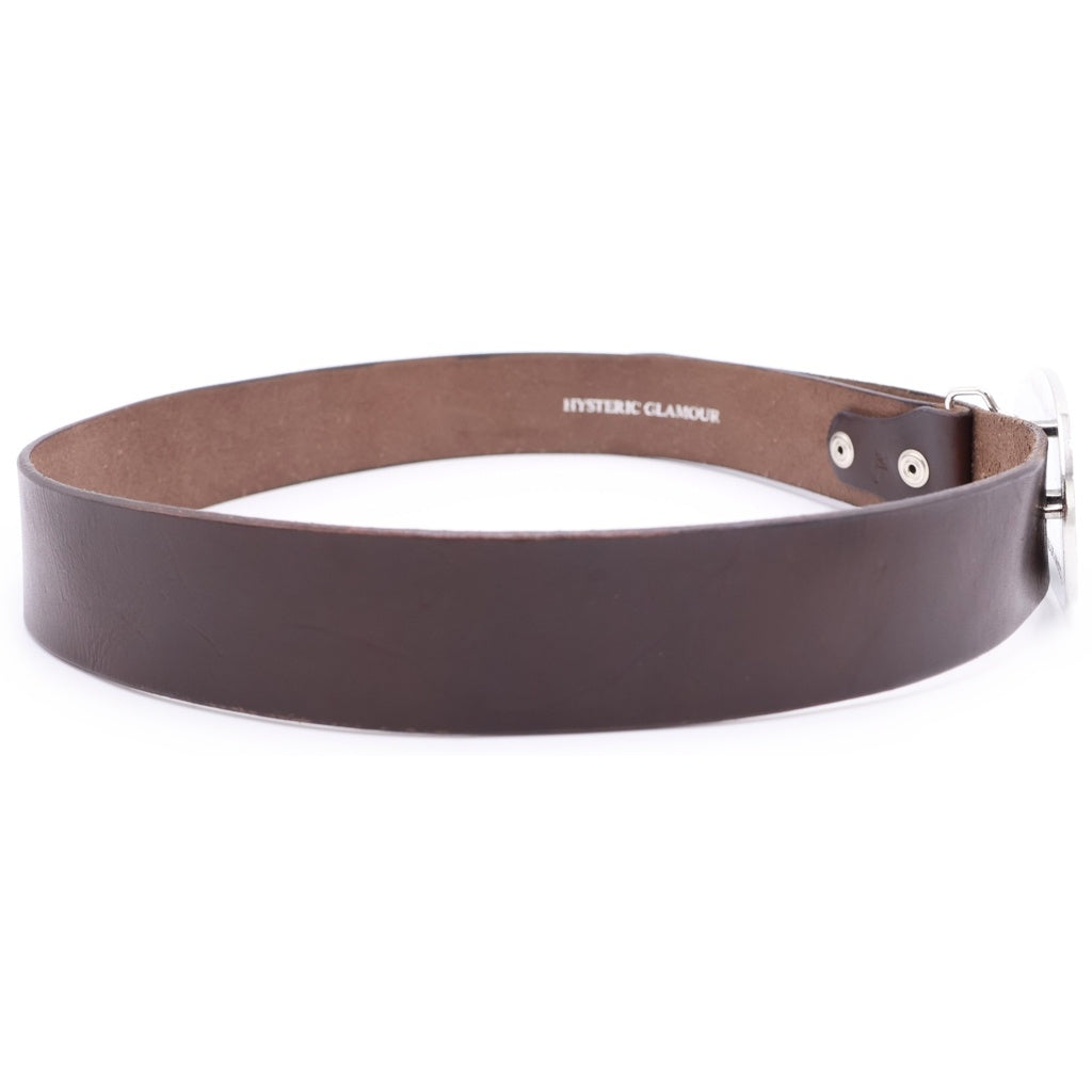 HYSTERIC GLAMOUR(ヒステリックグラマー) See No Evil Belt ロゴバックル レザーベルト ブラウン