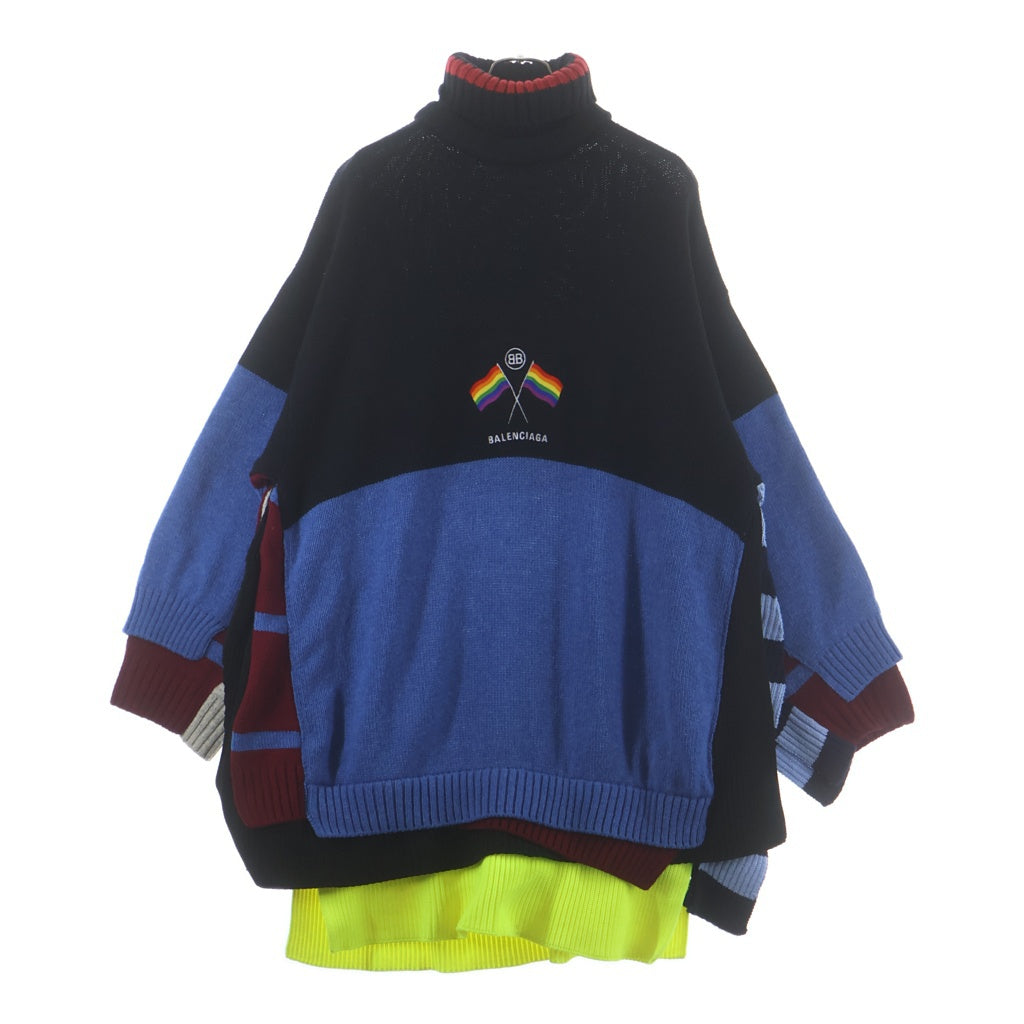 BALENCIAGA(バレンシアガ) 18AW Multi Layered Flags Sweater オーバーサイズ レイヤード クルーネックニットセーター マルチ 542629 T7160