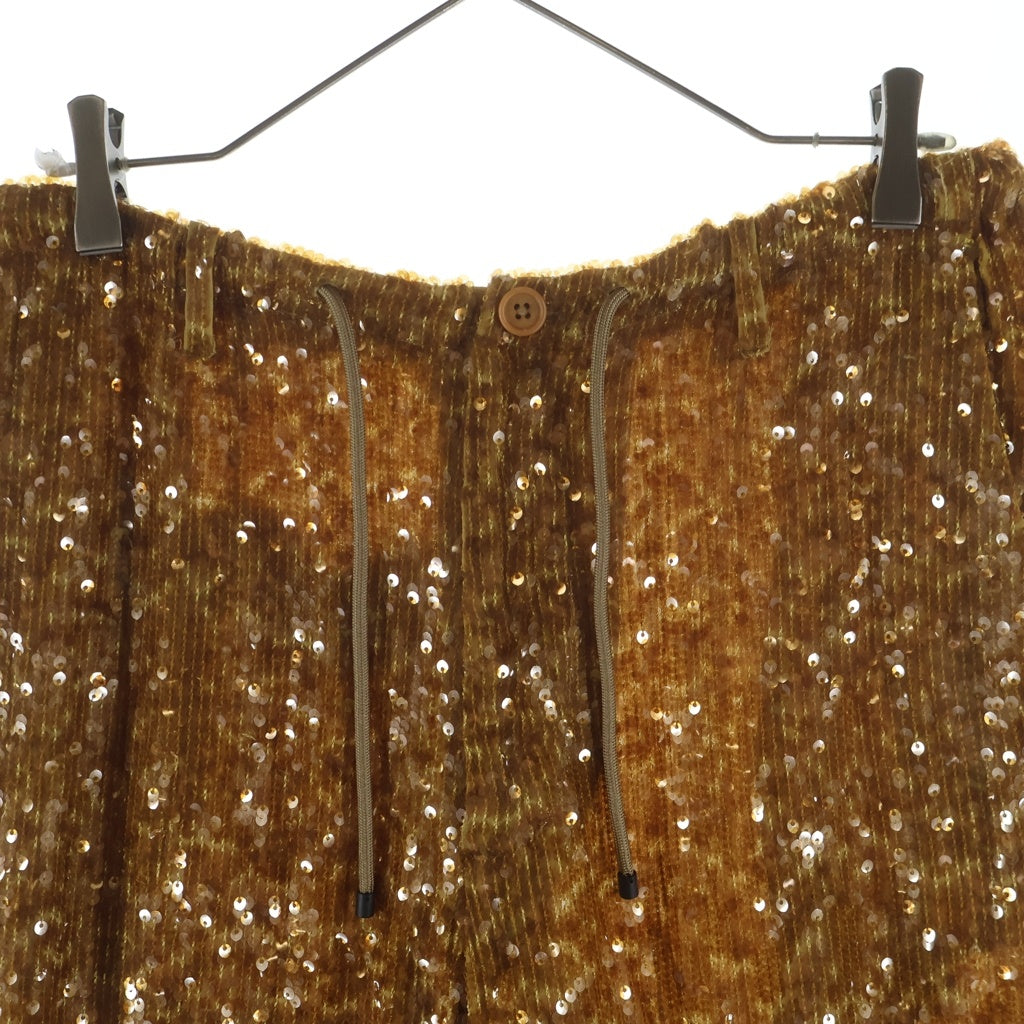 DRIES VAN NOTEN(ドリスヴァンノッテン) 24SS PENMY LONG EMB スパンコール装飾 エンブロイダリーパンツ オレンジ
