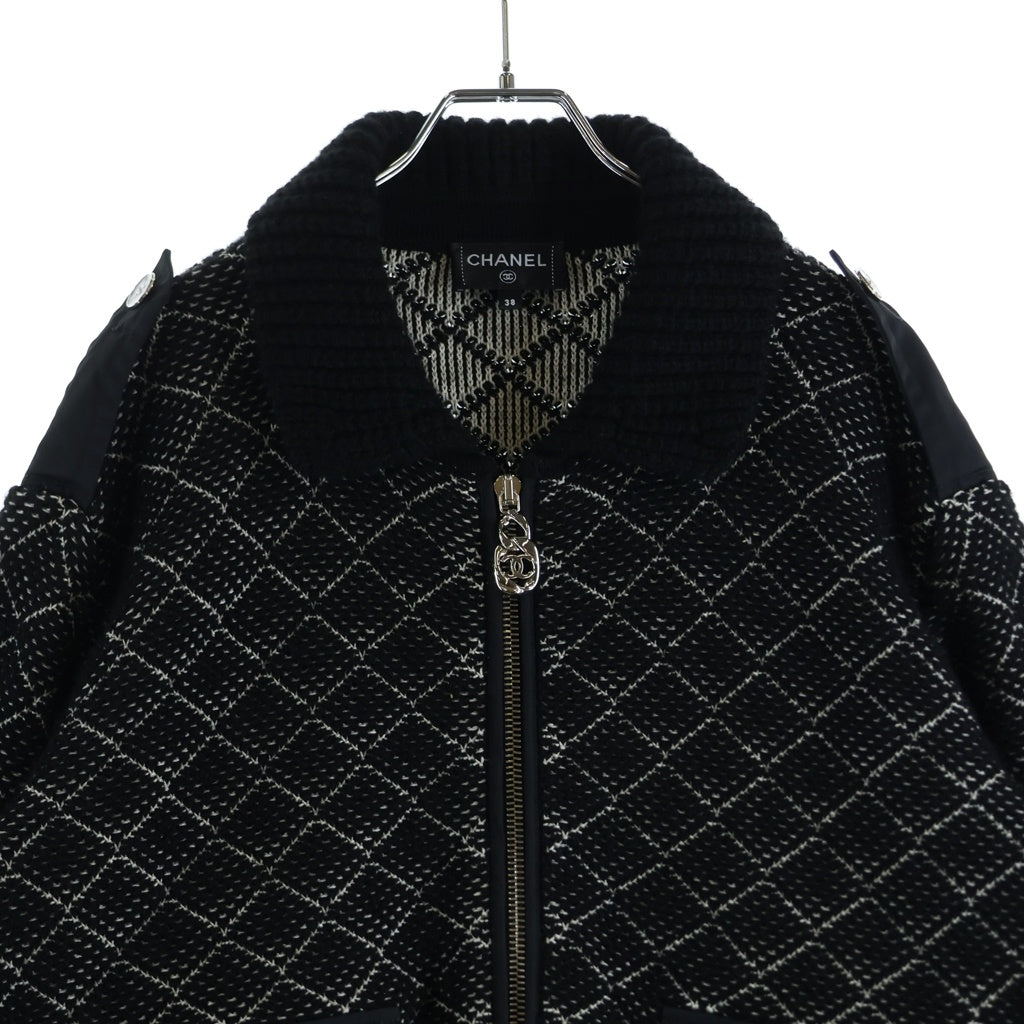 CHANEL(シャネル) Cashmere Blouson ココマーク ツイードポケット カシミヤ混ブルゾン ブラック P80189K11648