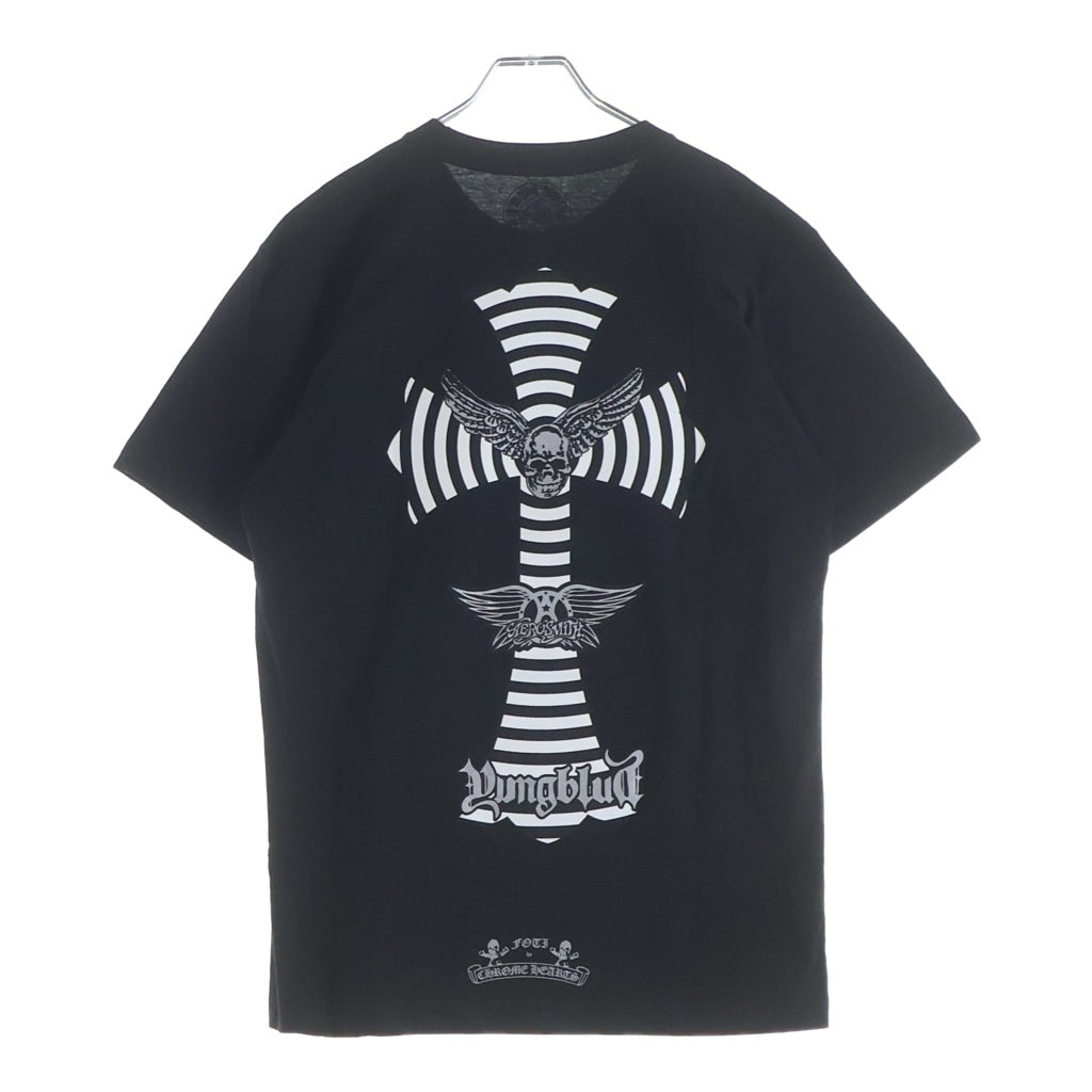 CHROME HEARTS(クロムハーツ) ×AEROSMITH エアロスミス 青山限定 FOTI プリント 半袖Tシャツ カットソー ブラック