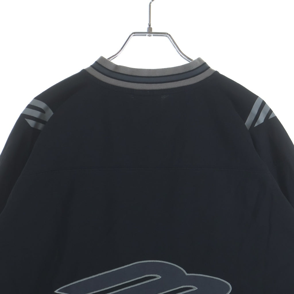 BALENCIAGA(バレンシアガ) 3B Football Vネック 長袖Tシャツ オーバーサイズ 857085 TTVQ6 ブラック