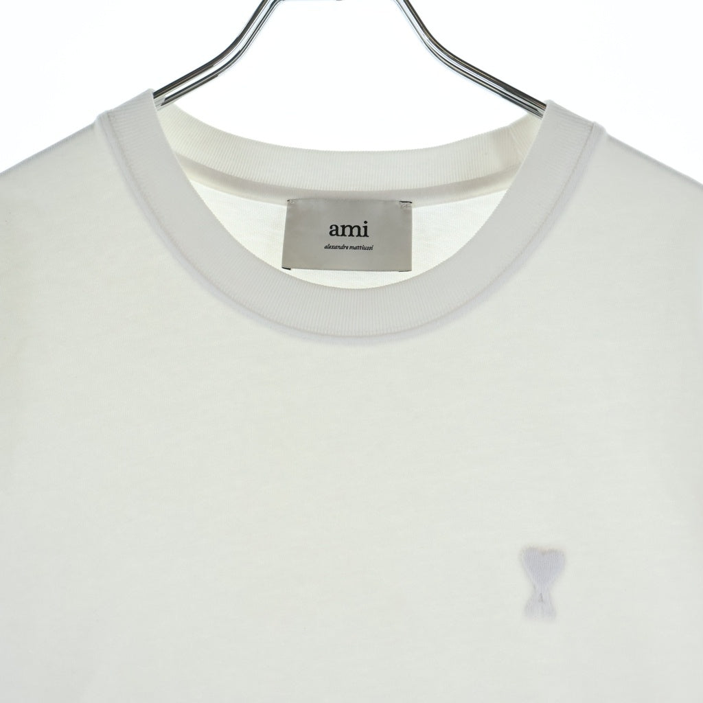 AMI Alexandre Mattiussi(アミアレクサンドルマテュッシ) T-Shirt ハートロゴ刺繍 半袖Tシャツ ホワイト UTS360.701