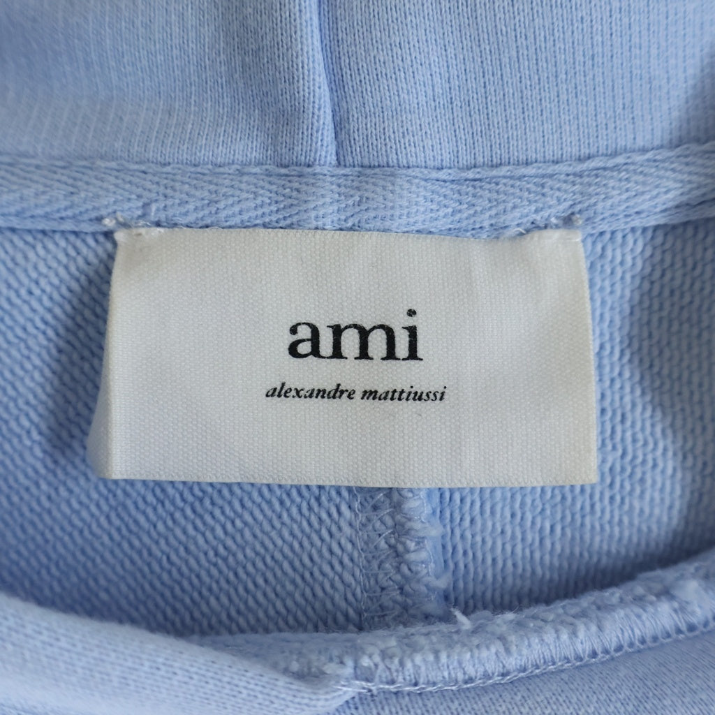 AMI Alexandre Mattiussi(アミアレクサンドルマテュッシ) Hoodie ハートロゴ刺繍 プルオーバースウェットパーカー フーディー ブルー E22USW202.747
