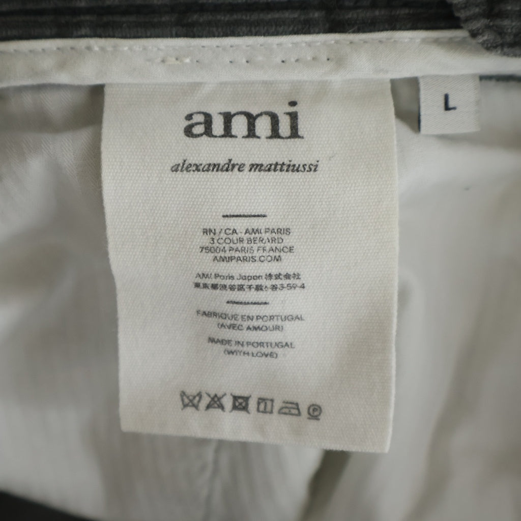 AMI Alexandre Mattiussi(アミアレクサンドルマテュッシ) Corduroy Trousers ハートロゴ刺繍 コーデュロイパンツ グレー H21HT617.449