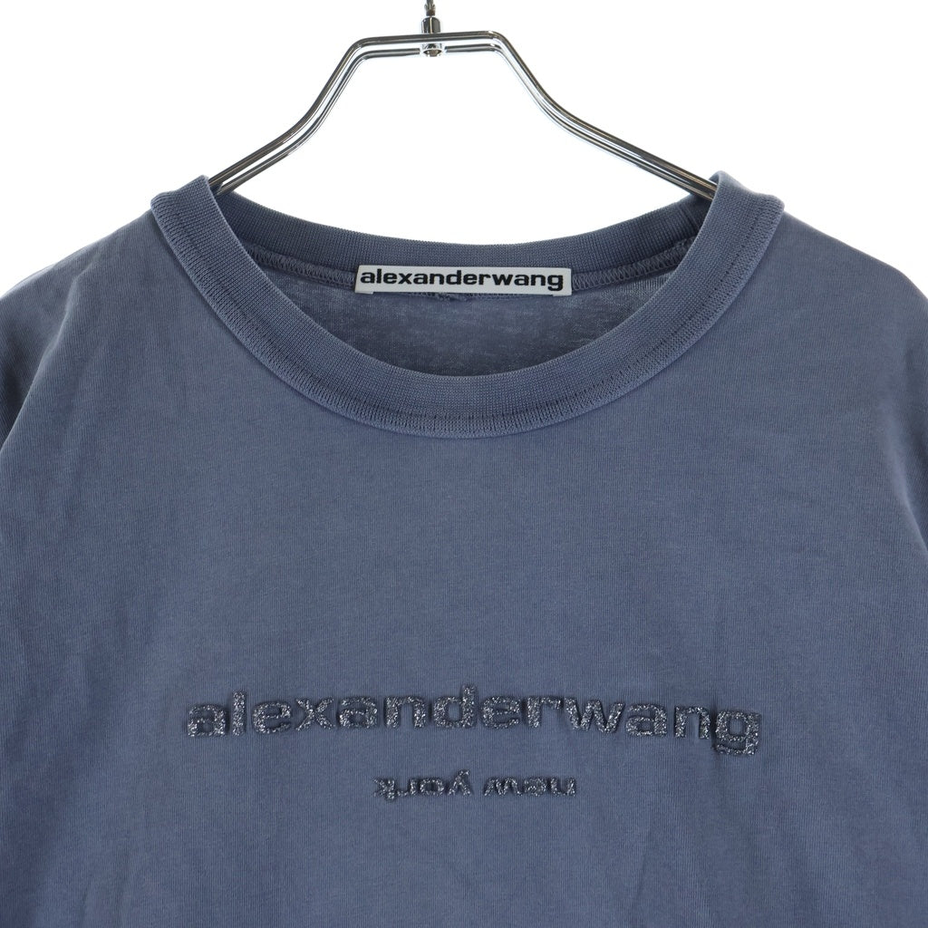 ALEXANDER WANG(アレキサンダーワン) L/S T-Shirt グリッターエンボスロゴ 長袖Tシャツ ロンT ネイビー