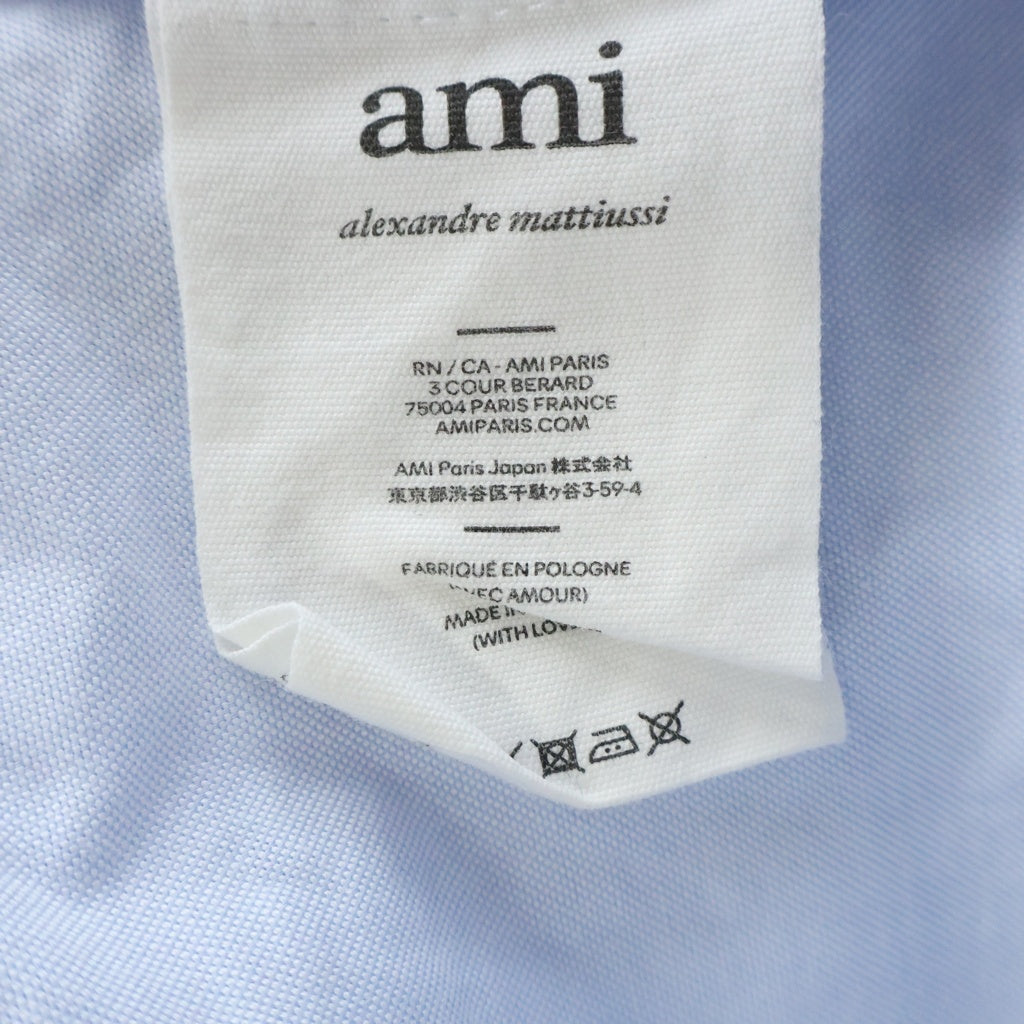 AMI Alexandre Mattiussi(アミアレクサンドルマテュッシ) L/S Shirt ハートロゴ刺繍 長袖シャツ ブルー BFHC013.45