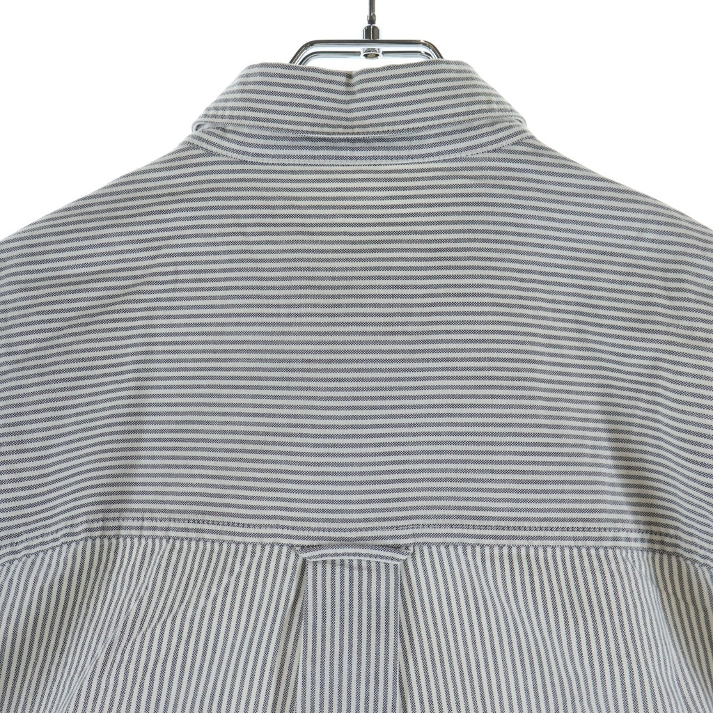 AMI Alexandre Mattiussi(アミアレクサンドルマテュッシ) L/S Shirt ハートロゴ刺繍 ストライプ長袖シャツ グレー BFHSH113.471