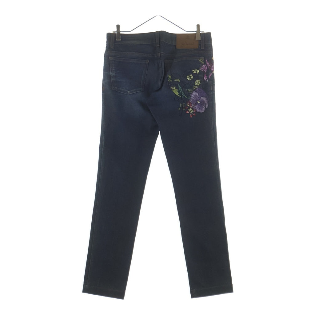 GUCCI(グッチ) Denim Pants 花柄刺繍 ボタンフライ デニムパンツ インディゴ 297729 XZ847
