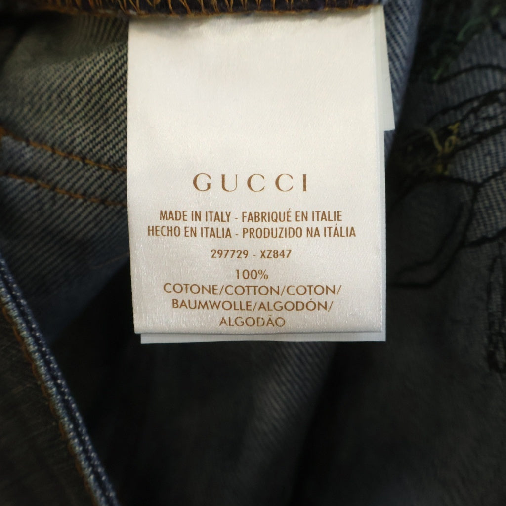 GUCCI(グッチ) Denim Pants 花柄刺繍 ボタンフライ デニムパンツ インディゴ 297729 XZ847