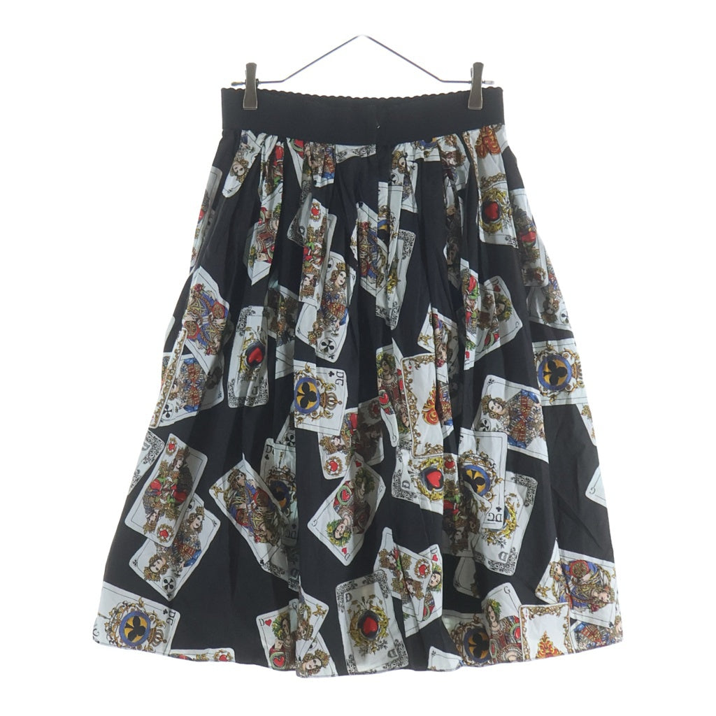 DOLCE & GABBANA(ドルチェアンドガッバーナ) Skirt トランプ 総柄スカート ブラック レディース F4A6RT FS58Z