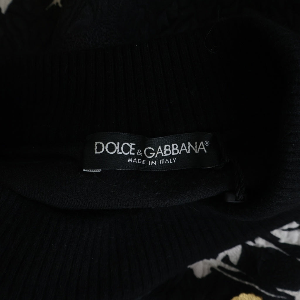 DOLCE & GABBANA(ドルチェアンドガッバーナ) Floral Embellished Top 花柄 装飾 クルーネック半袖トップス ブラック レディース F9728Z FSMVM