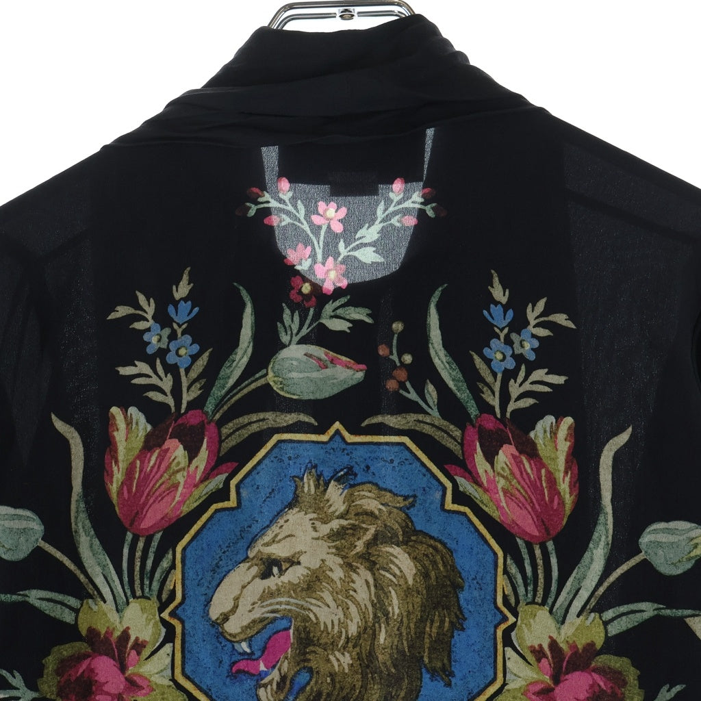 GUCCI(グッチ) Silk Shirt パールボタン シルク長袖シャツ ブラウス ブラック レディース 467085 ZJP13
