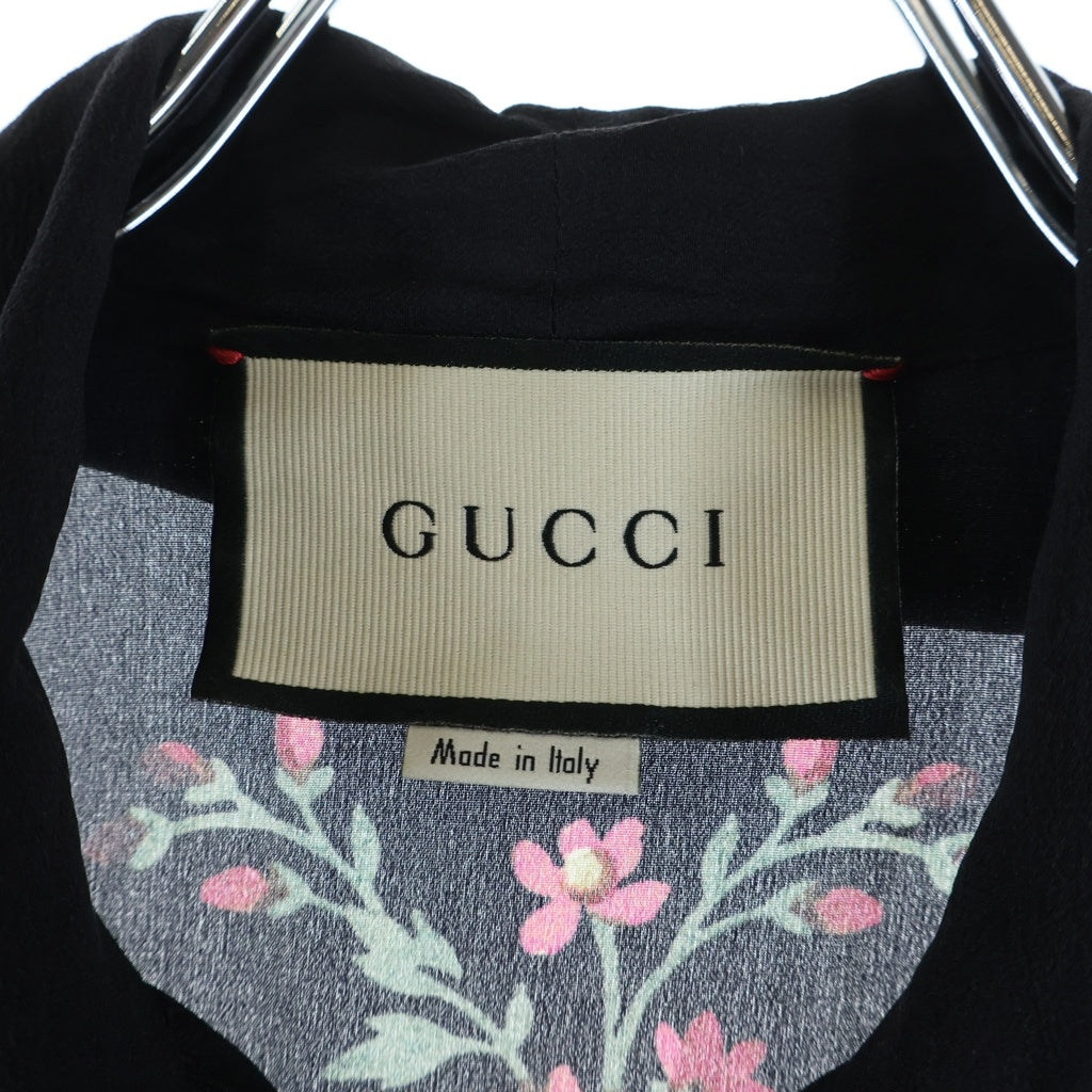 GUCCI(グッチ) Silk Shirt パールボタン シルク長袖シャツ ブラウス ブラック レディース 467085 ZJP13