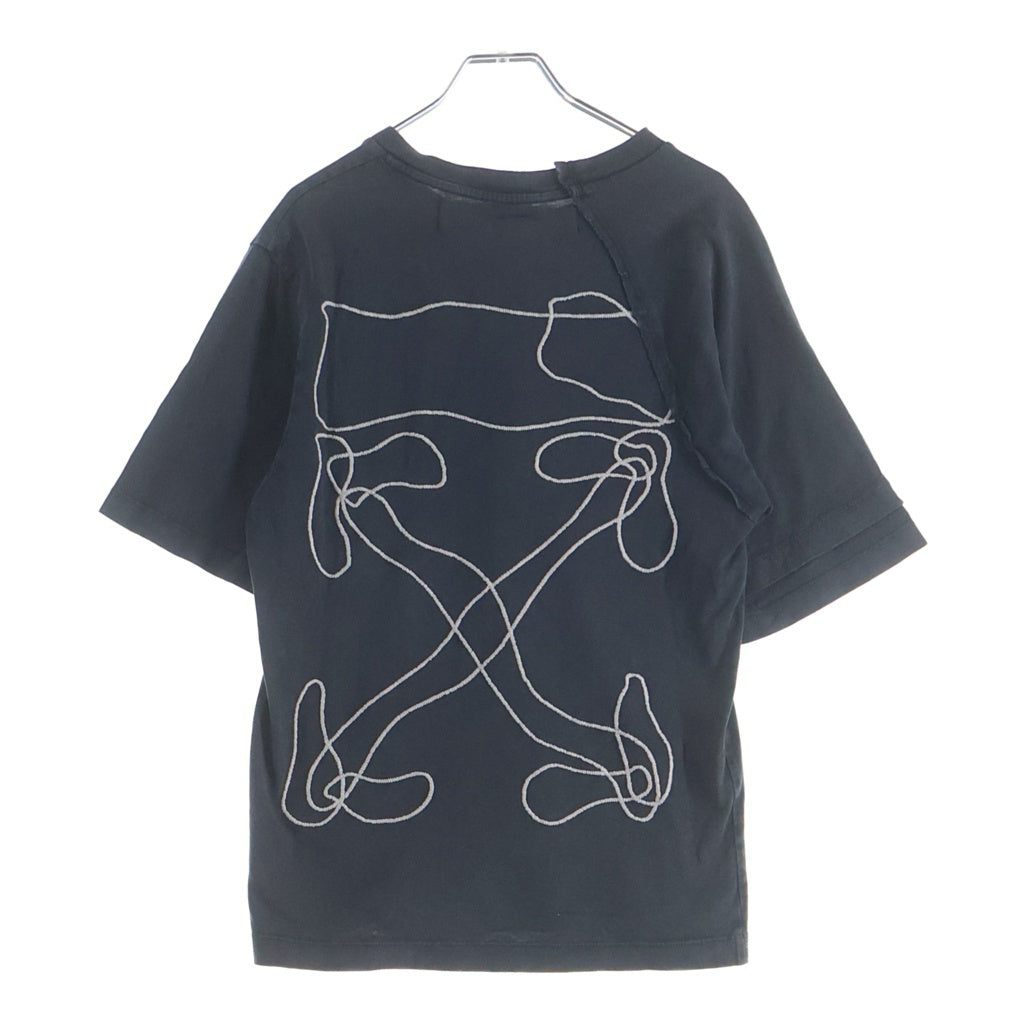 OFF-WHITE(オフホワイト) 19AW T-Shirt ダメージ加工 刺繍半袖Tシャツ グレー OMAA078F19185011