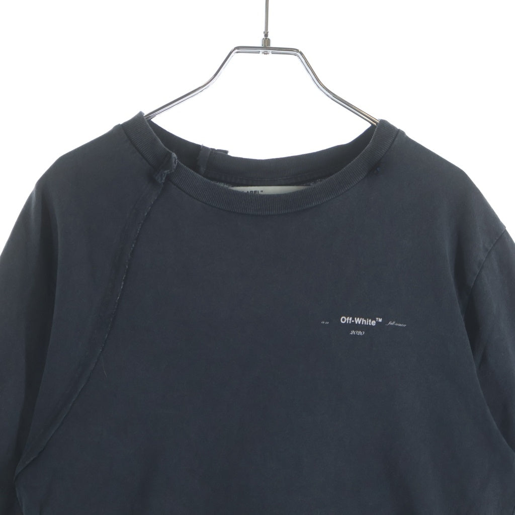 OFF-WHITE(オフホワイト) 19AW T-Shirt ダメージ加工 刺繍半袖Tシャツ グレー OMAA078F19185011