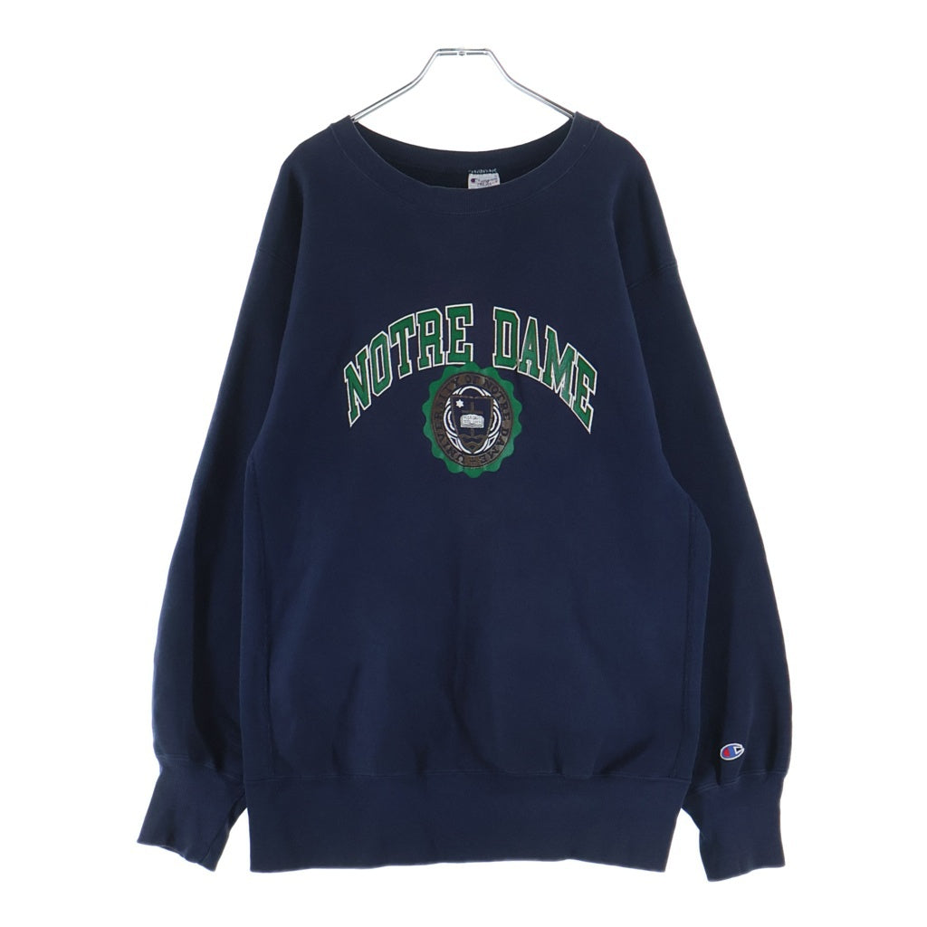 CHAMPION(チャンピオン) 90S VINTAGE Reverse Weave NOTRE DAM ヴィンテージ リバースウィーブ ノートルダム クルーネックスウェットトレーナー ネイビー