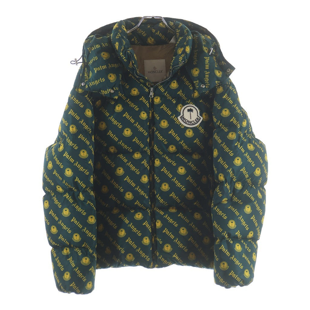 MONCLER(モンクレール) ×PALM ANGELS THOMPSON GIUBBOTTO パームエンジェルス ロゴワッペン 総柄ダウンジャケット グリーン H209L1A00018