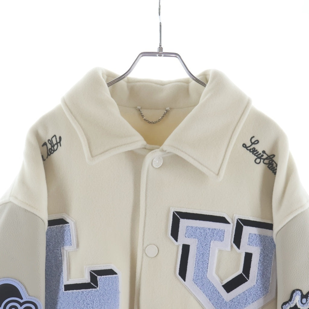LOUIS VUITTON(ルイヴィトン) 22SS マルチパッチ ミックスドレザーバーシティブルゾン スタジャン ホワイト RM222 MJY HNL91E