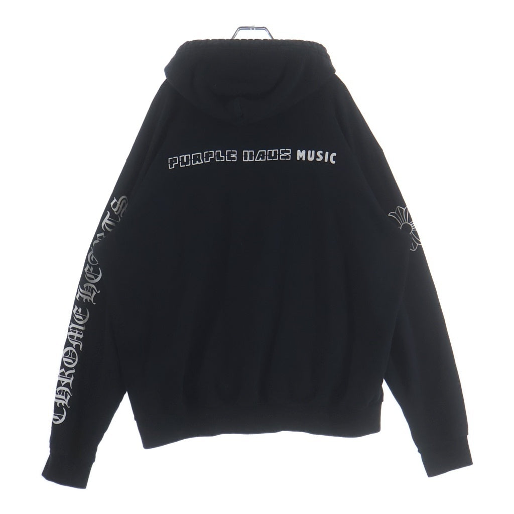 CHROME HEARTS(クロムハーツ) ×Purplehaus MONKPUNK HD PLVR パープルハウス モンクパンク プルオーバーフーディ パーカー スカル ロゴプリント バンダナ切替 ペイズリー ブラック