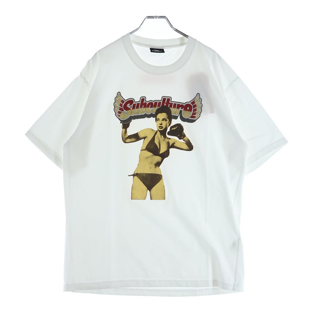 SUBCULTURE(サブカルチャー) 25SS BOXING GIRL T-SHIRT SCST-S2503 ボクシングガールプリント 半袖Tシャツ ホワイト