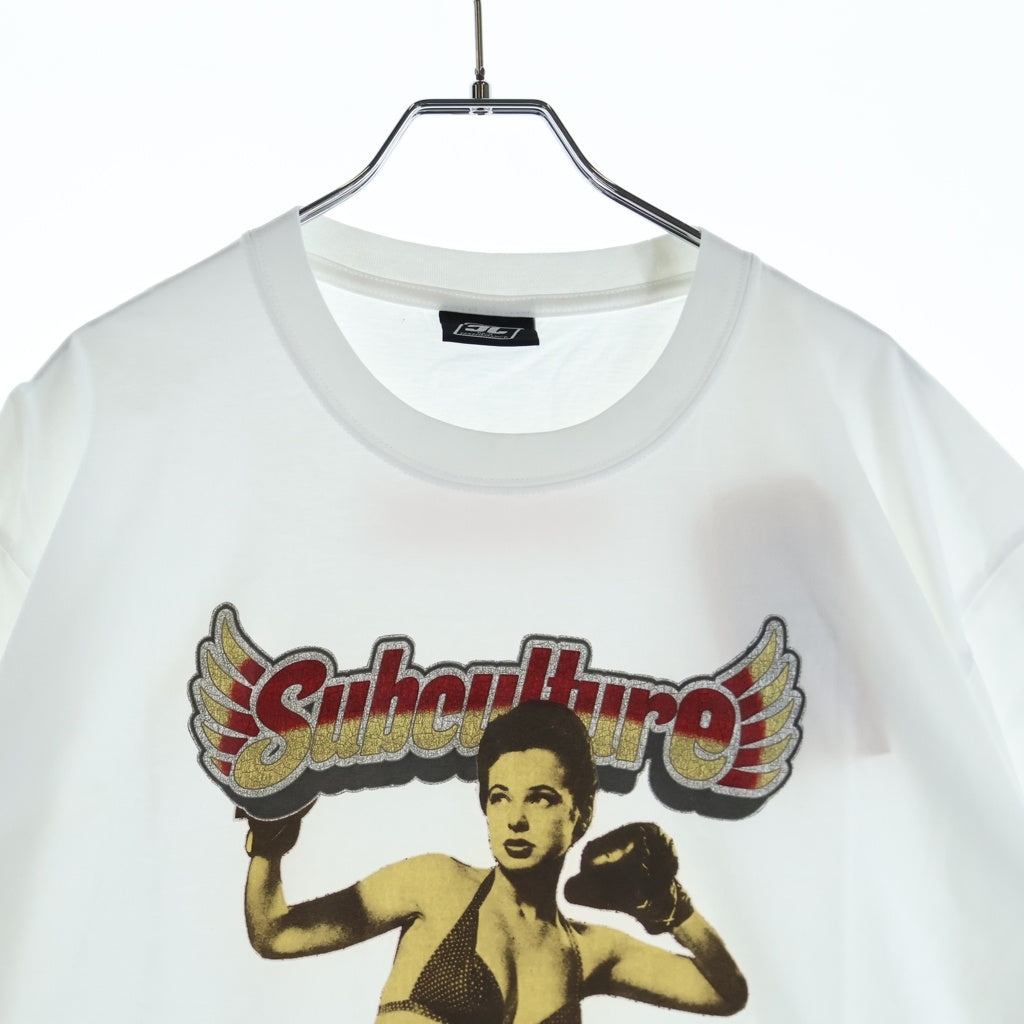 SUBCULTURE(サブカルチャー) 25SS BOXING GIRL T-SHIRT SCST-S2503 ボクシングガールプリント 半袖Tシャツ ホワイト
