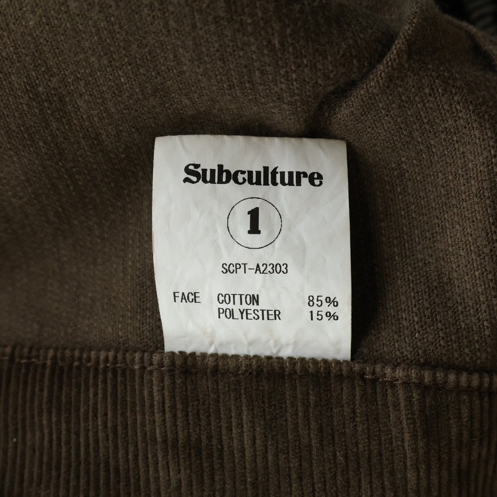 SUBCULTURE(サブカルチャー) ジップフライ コーデュロイベイカーパンツ SCPT-A2303 ブラウン