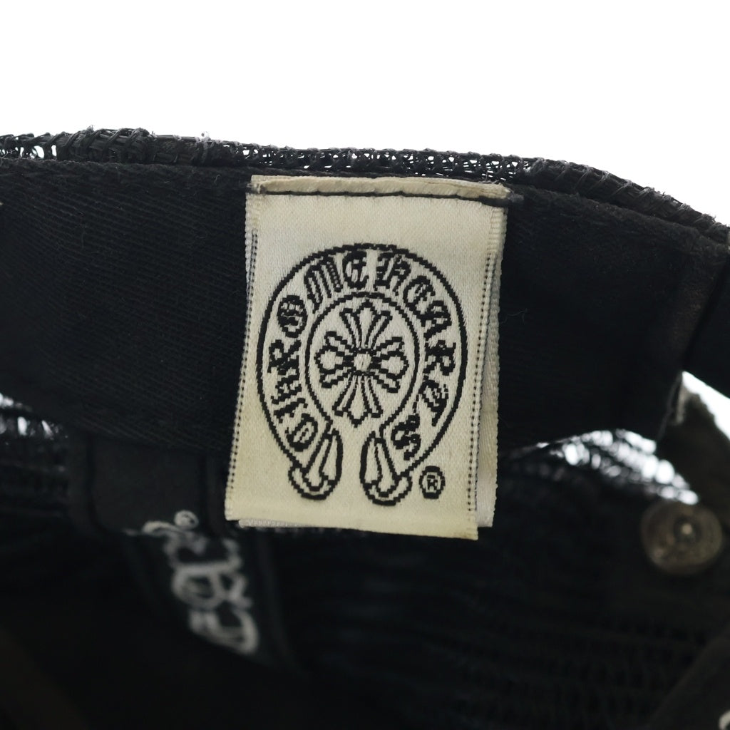 CHROME HEARTS(クロムハーツ) TRUCKER CAP セメタリーレザークロスパッチ メッシュ切替トラッカーキャップ 帽子 ブラック