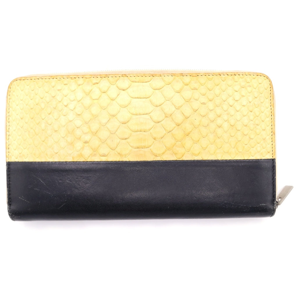 CELINE(セリーヌ) パイソン切替 レザーウォレット 長財布 アイボリー レディース