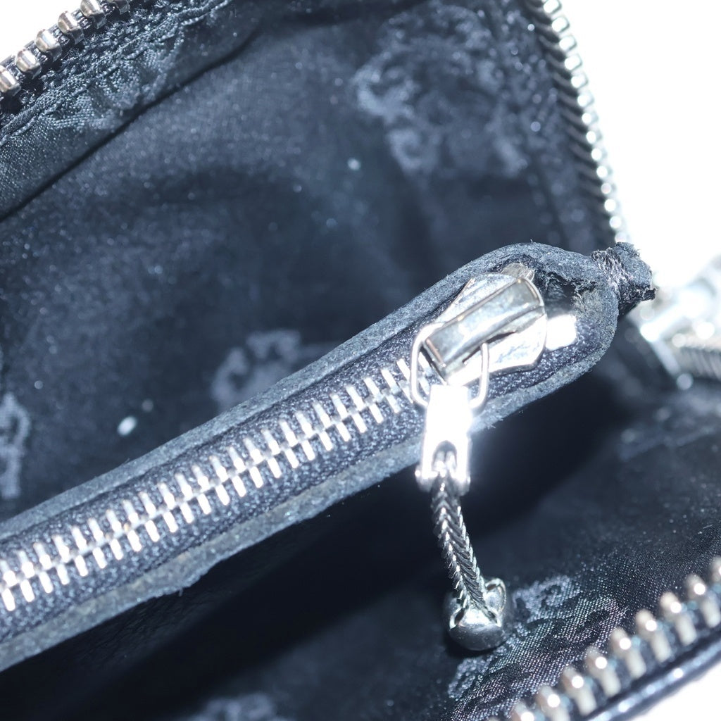 CHROME HEARTS(クロムハーツ) TINY ZIP ダガージップ クロスパッチ レザーウォレット コインケース 財布 ブラック