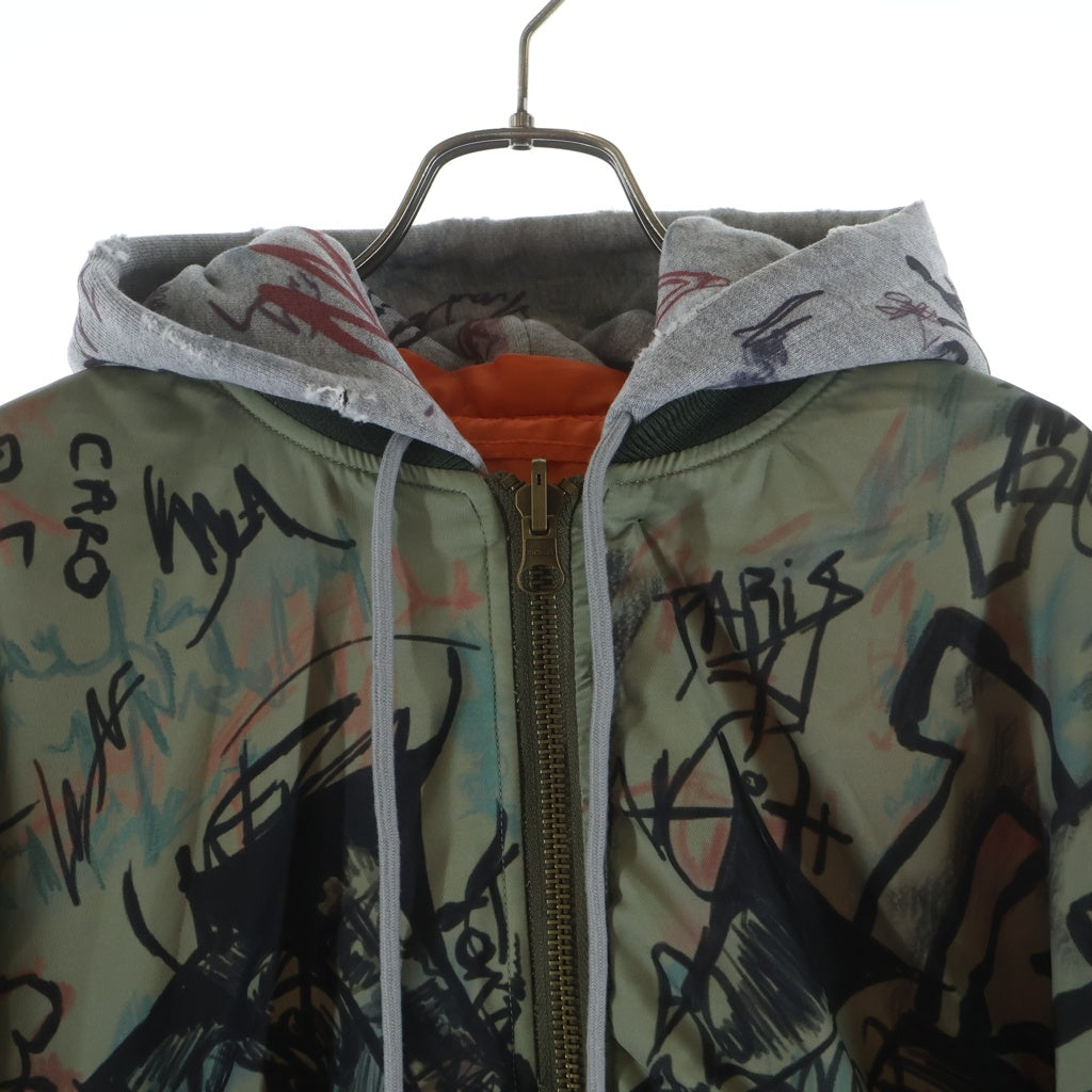 Mowalola(モワローラ) 25AW GRAFFITI BOMBER JACKET グラフィック ボンバージャケット カーキ