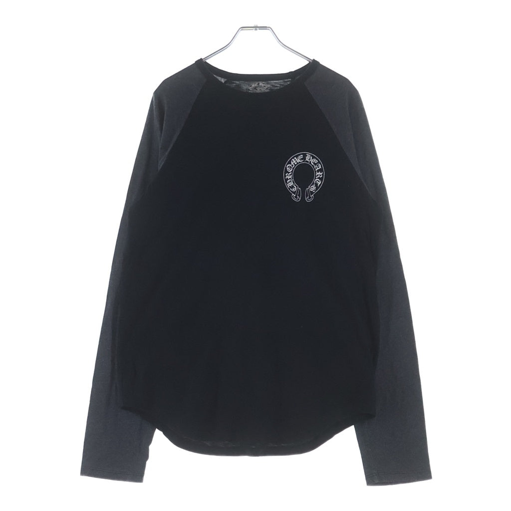 CHROME HEARTS(クロムハーツ) CH L/ST-SHIRT ホースシュープリント ラグランスリーブ 長袖Tシャツ ロンT ブラック