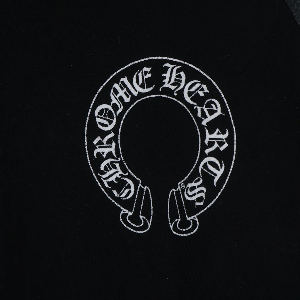 CHROME HEARTS(クロムハーツ) CH L/ST-SHIRT ホースシュープリント ラグランスリーブ 長袖Tシャツ ロンT ブラック