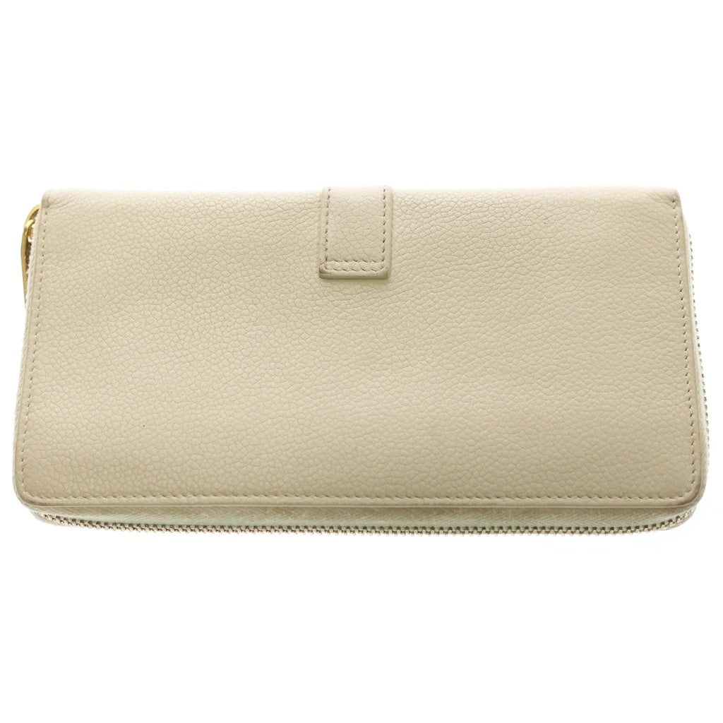SAINT LAURENT PARIS(サンローランパリ) YSL Wallet ラウンドジップ レザーウォレット ベージュ レディース