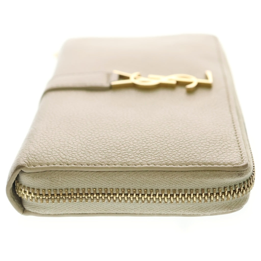 SAINT LAURENT PARIS(サンローランパリ) YSL Wallet ラウンドジップ レザーウォレット ベージュ レディース