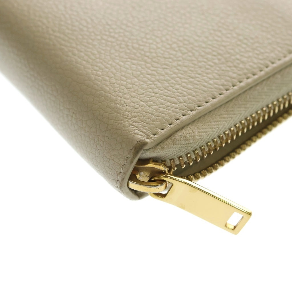 SAINT LAURENT PARIS(サンローランパリ) YSL Wallet ラウンドジップ レザーウォレット ベージュ レディース