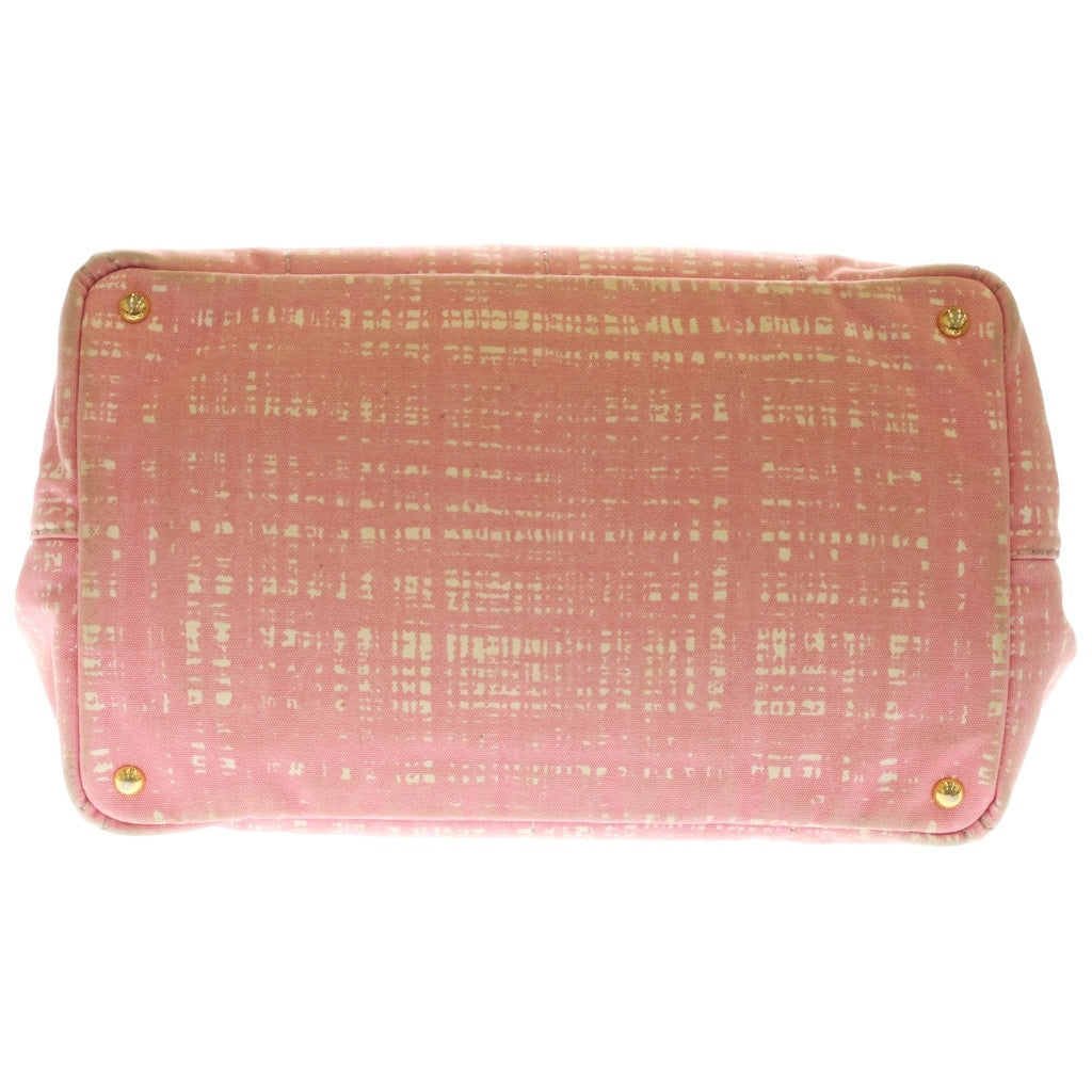 PRADA(プラダ) Canapa カナパ トライアングルロゴ キャンバスハンドバッグ トートバッグ ピンク B1877B